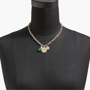 NWT J.Crew Gold Coin & Stone Pendant Necklace